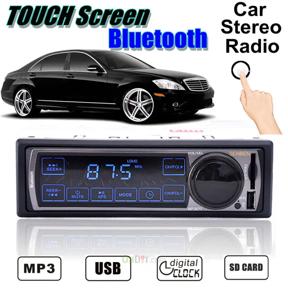 12V MP3077 Removable Bluetooth Touch Panel Car mp3 Player Support FM ...