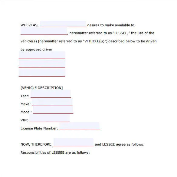 8 Car Lease Agreement Templates â Samples , Examples &  Format