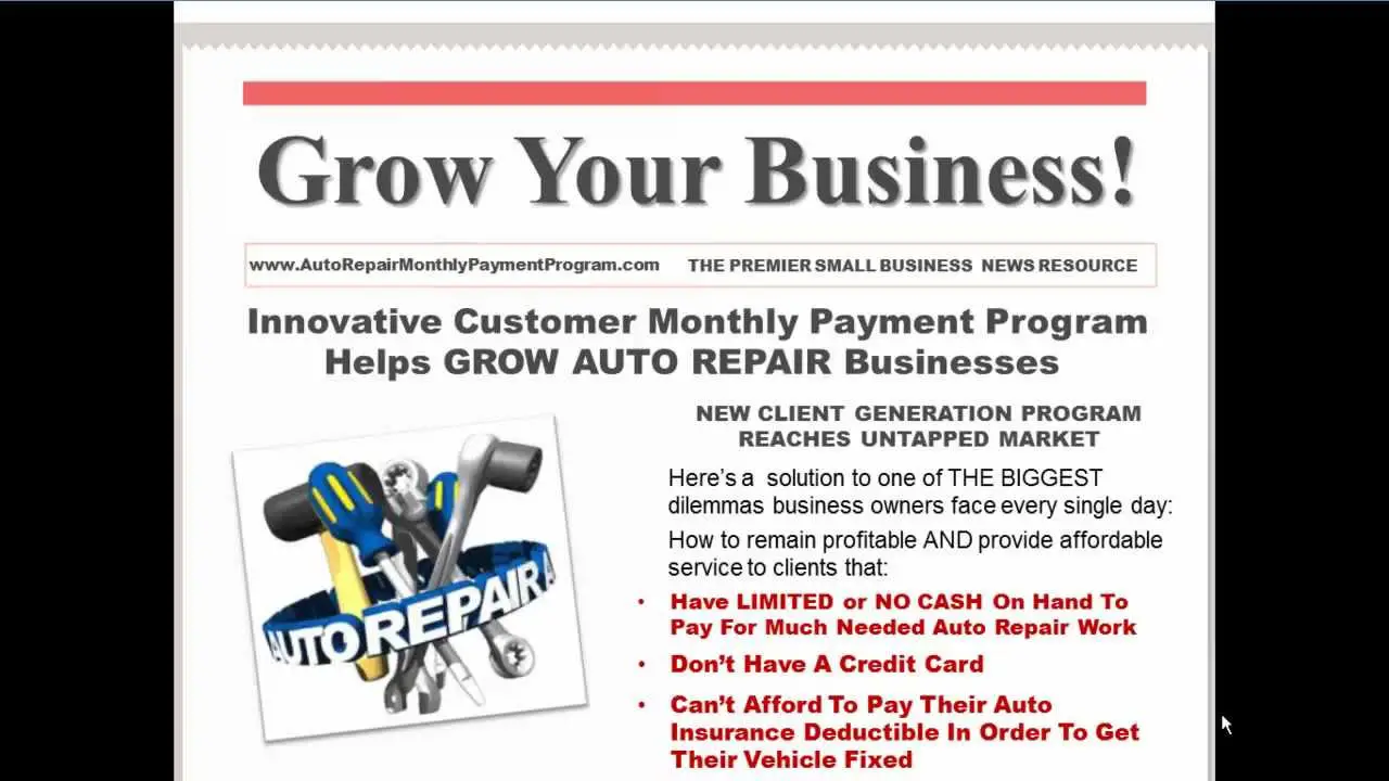 Auto Repair Monthly Payment Program