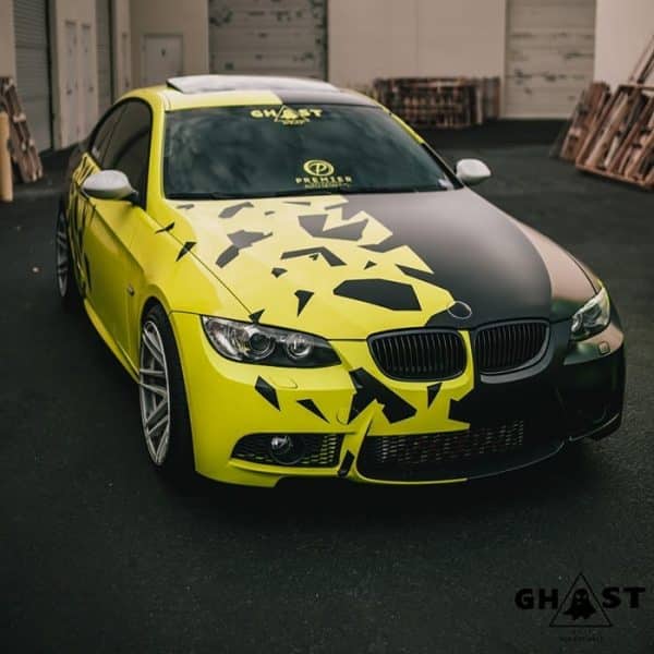 BMW wrapped in Avery SW Gloss Ambulance Yellow and Satin Black vinyls ...