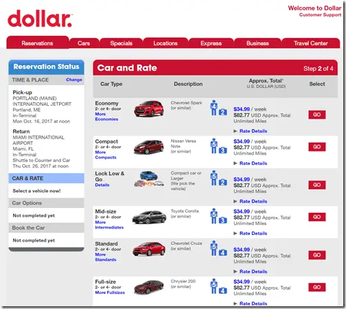 Drive to Florida $5/day Dollar rental car deals Sep 4