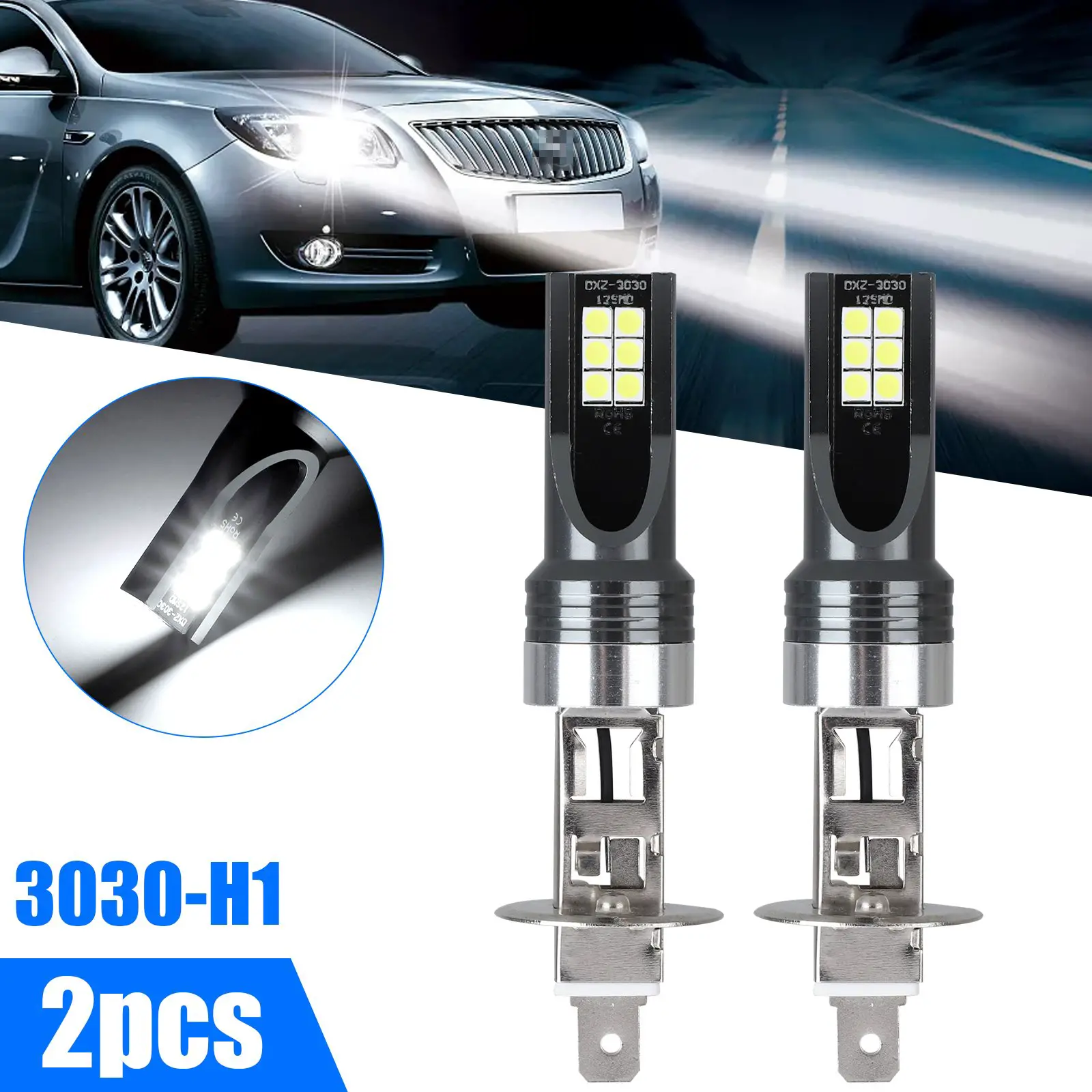 H1 LED Headlight Bulbs, EEEkit Car H1 Light Bulbs w/ High Low Beam ...