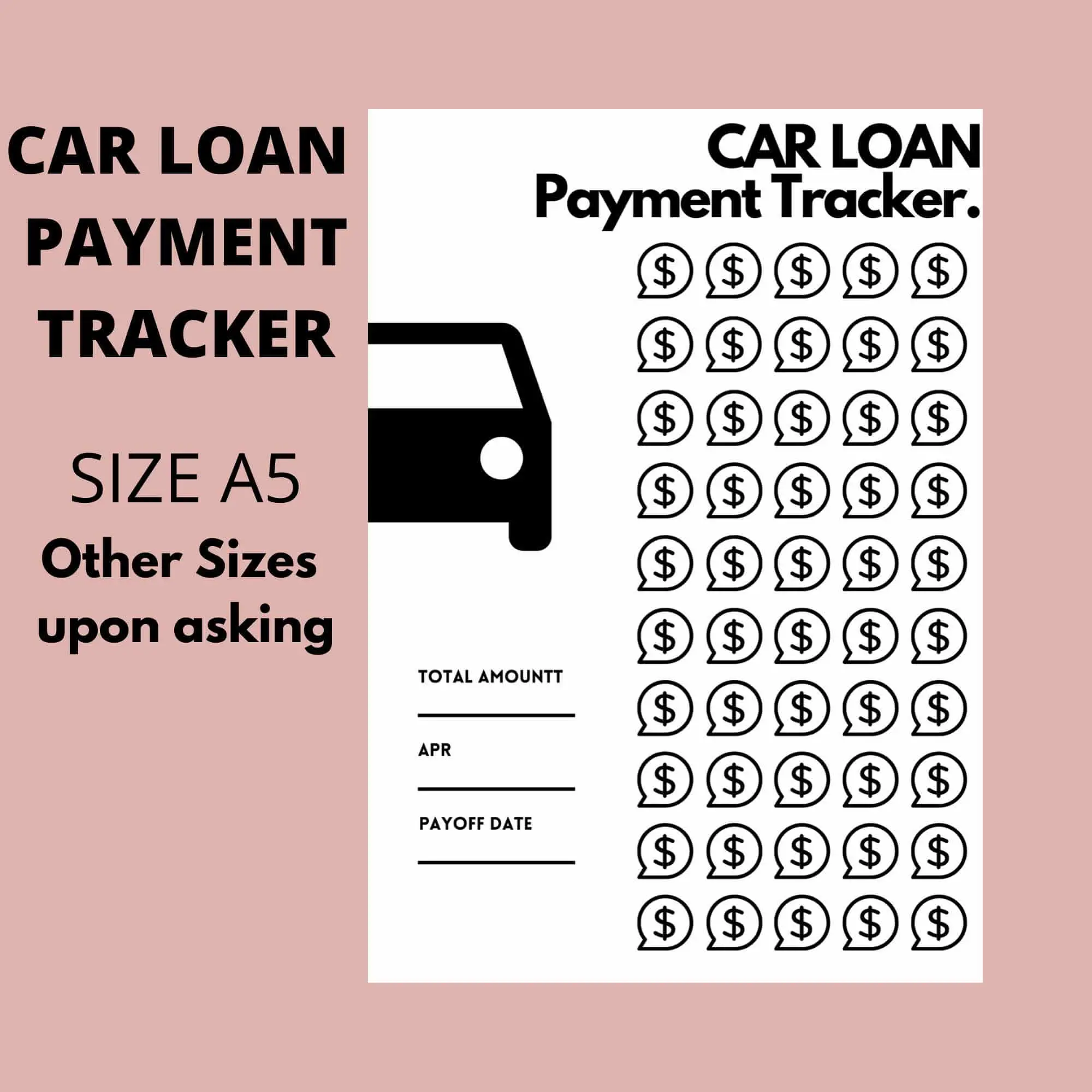 PRINTABLE Car Loan Payment Tracker 2020 A5 Planner Inserts