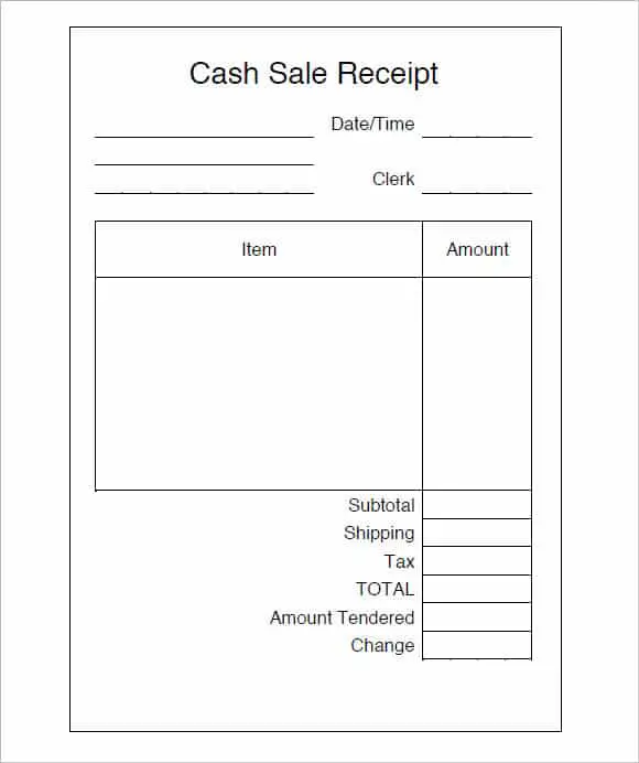Receipt example for selling a car