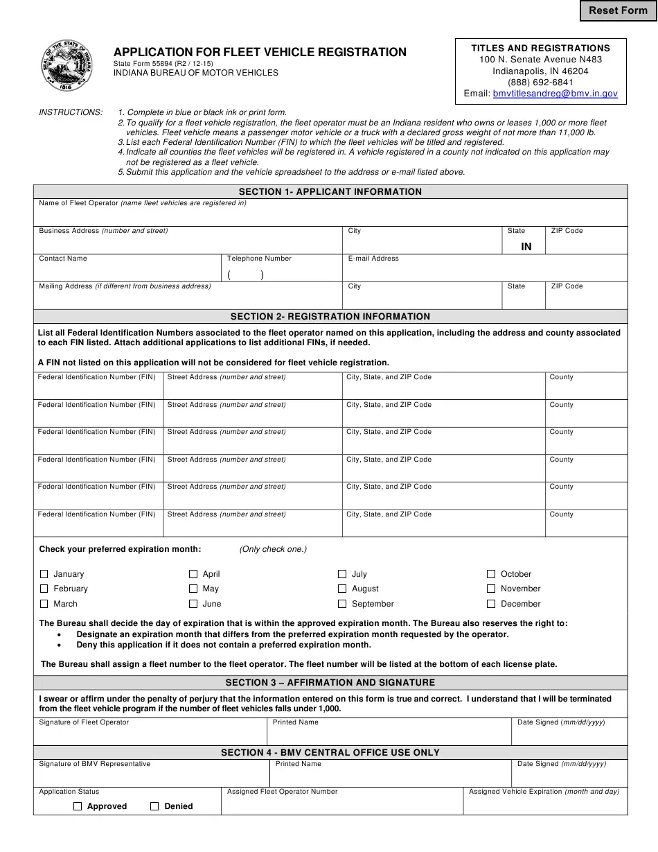 State Form 55894 Download Fillable PDF or Fill Online Application for ...