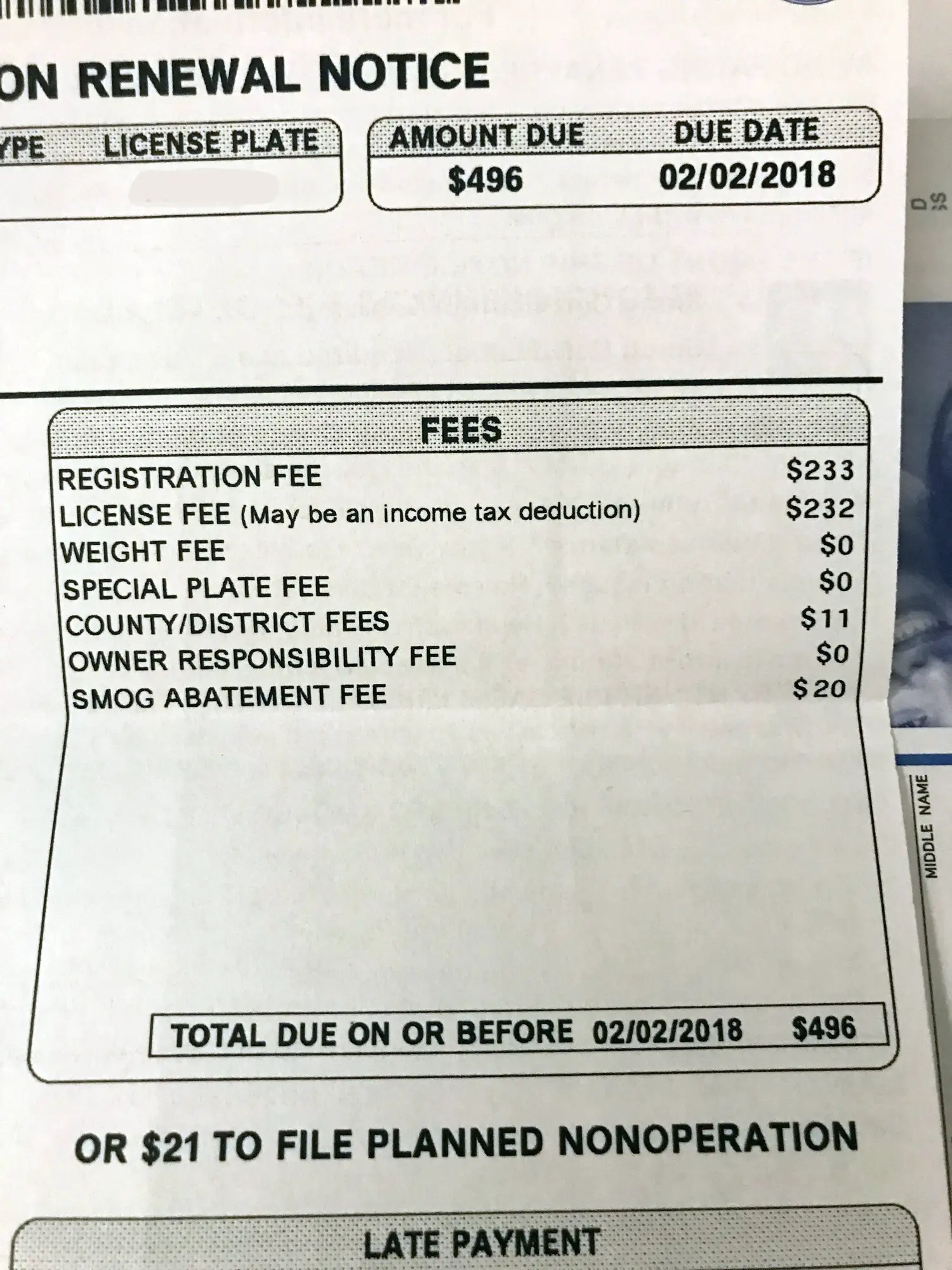 whats your Vehicle registration fee? specifically for 17 ...