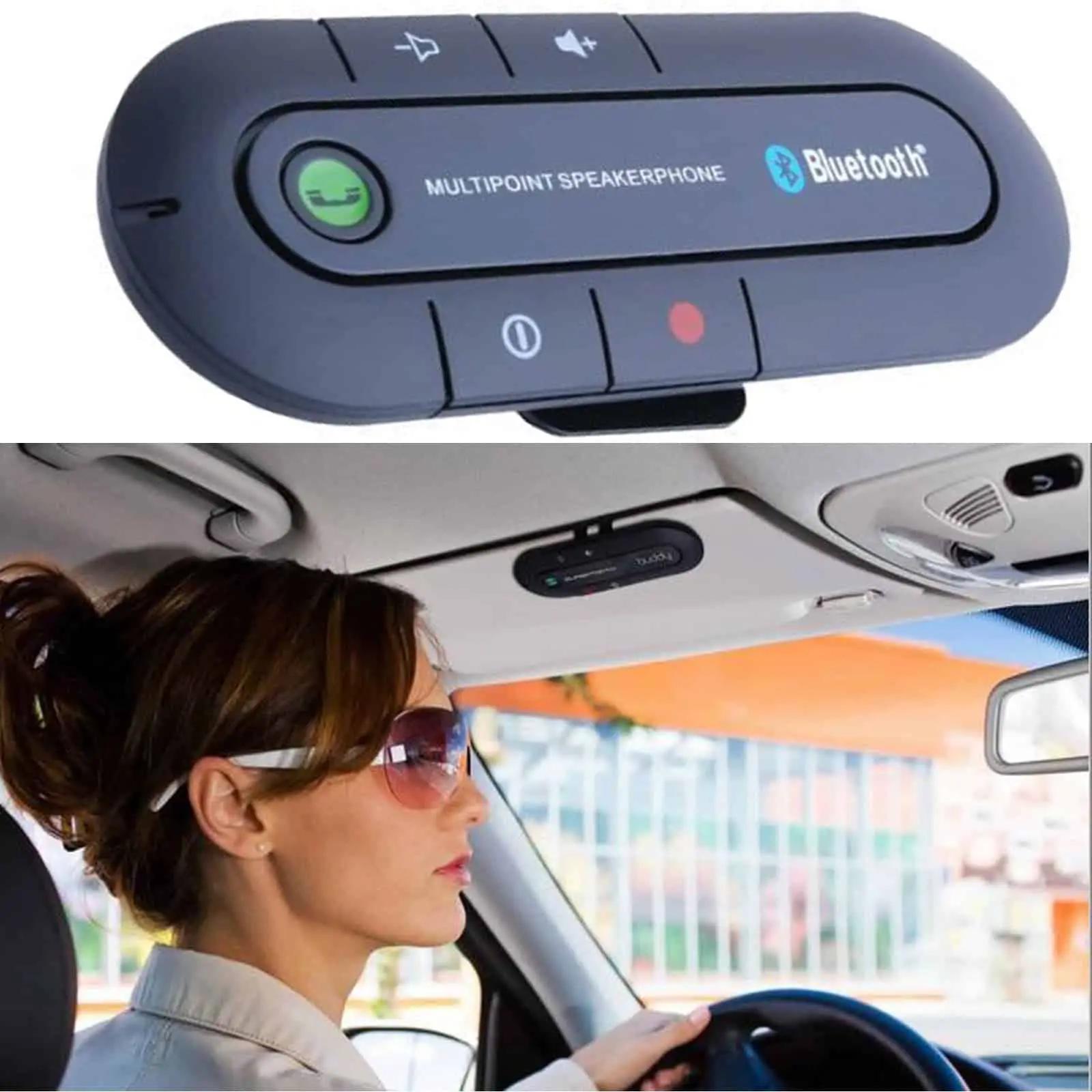 Wireless Bluetooth Handsfree Multipoint Speakerphone Speaker Car Kit ...
